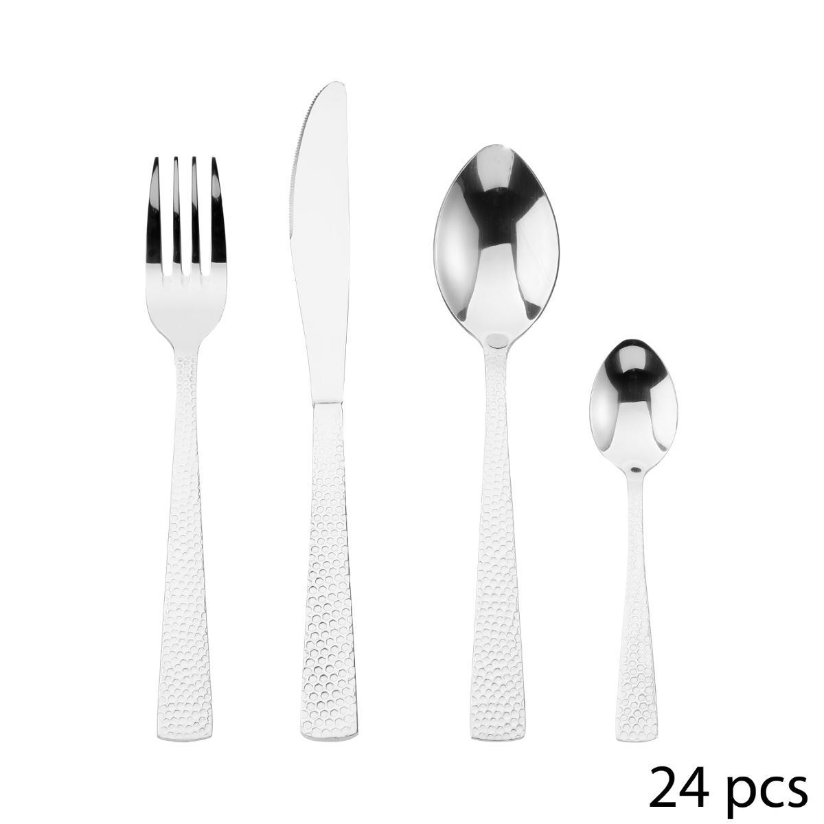 Set couvert de table SARA - Black Silver - 24 pcs