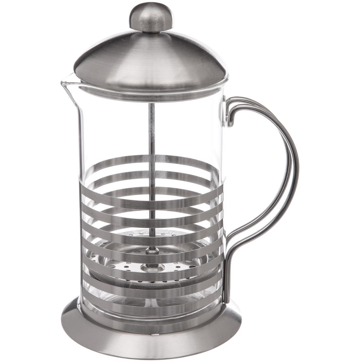 Elanze Designs Chrome 1 Liter Large Glass and Stainless Steel French Press Coffee and Loose Leaf Tea Maker