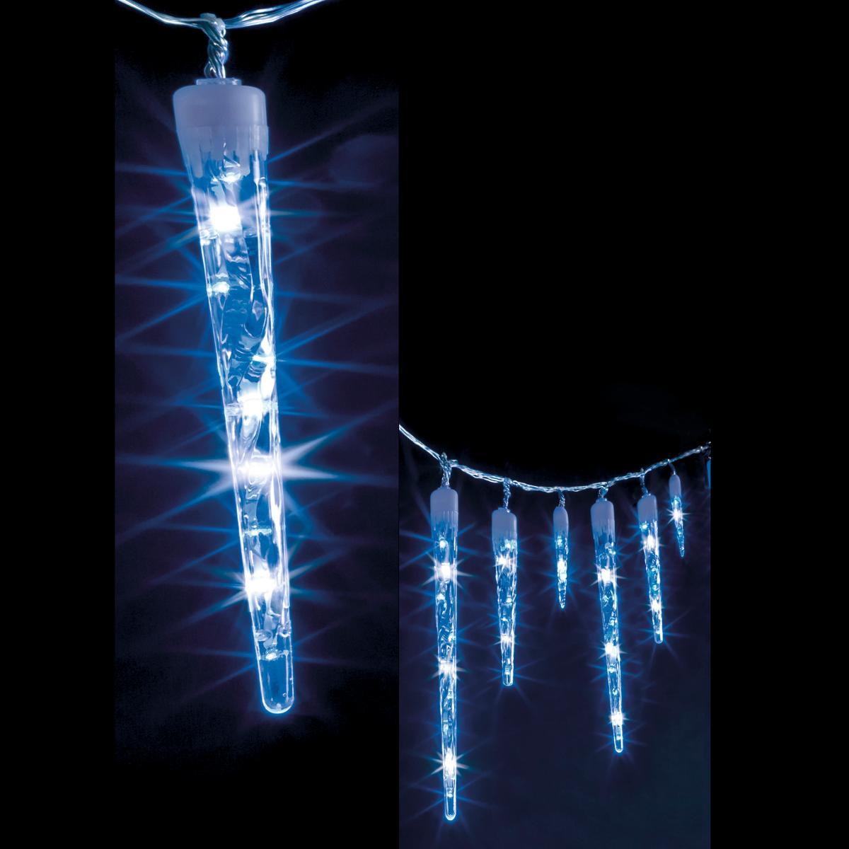 Rideau stalactite extérieur 10 glaçons 63 LED blanc froid/bleu  professionnels - Decoration Brands