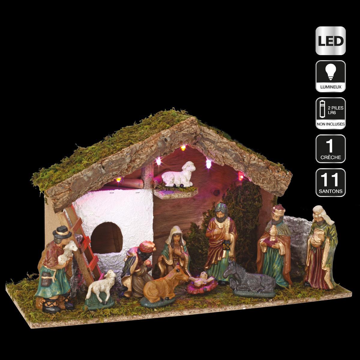 CRECHE DE NOEL VIDE 5 LEDS H.22.5CM