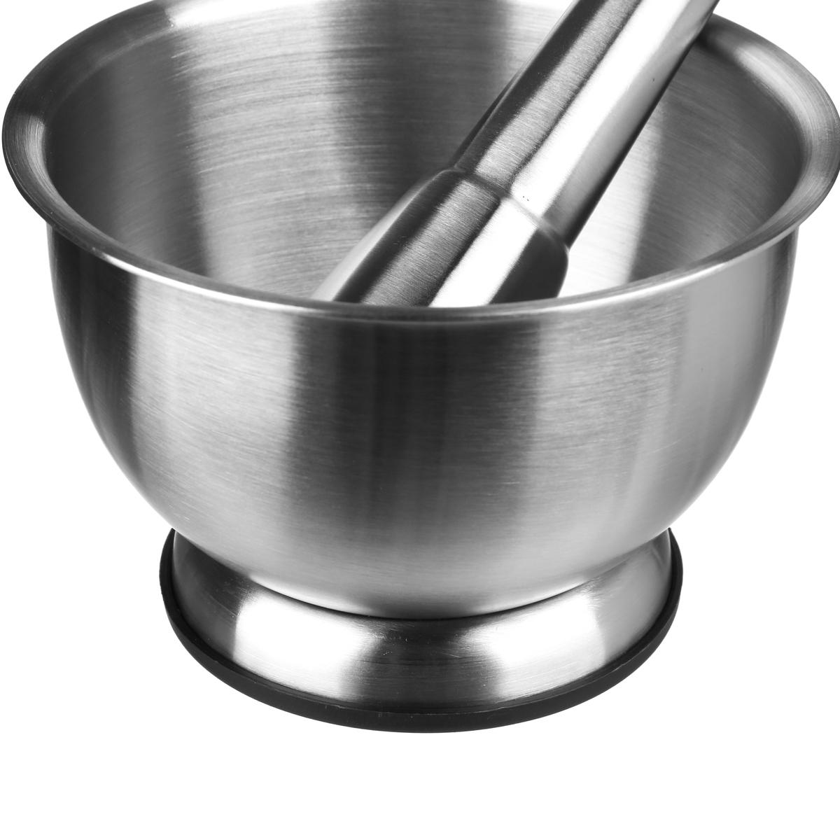 StainlessLUX 75551 Large Brushed Stainless Steel Mortar and Pestle