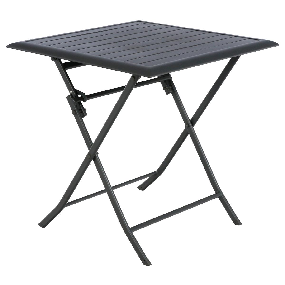 Bistro Folding Side Table with Lift-Off Tray in Quartz Grey Aluminum