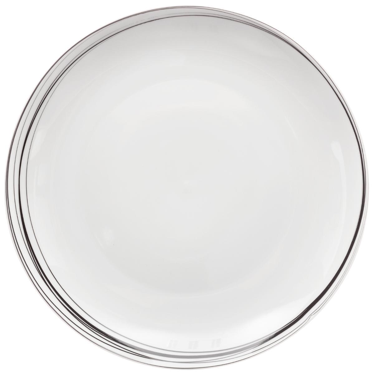 Set of 6 "Soft Grey" D27cm porcelain dinner plates