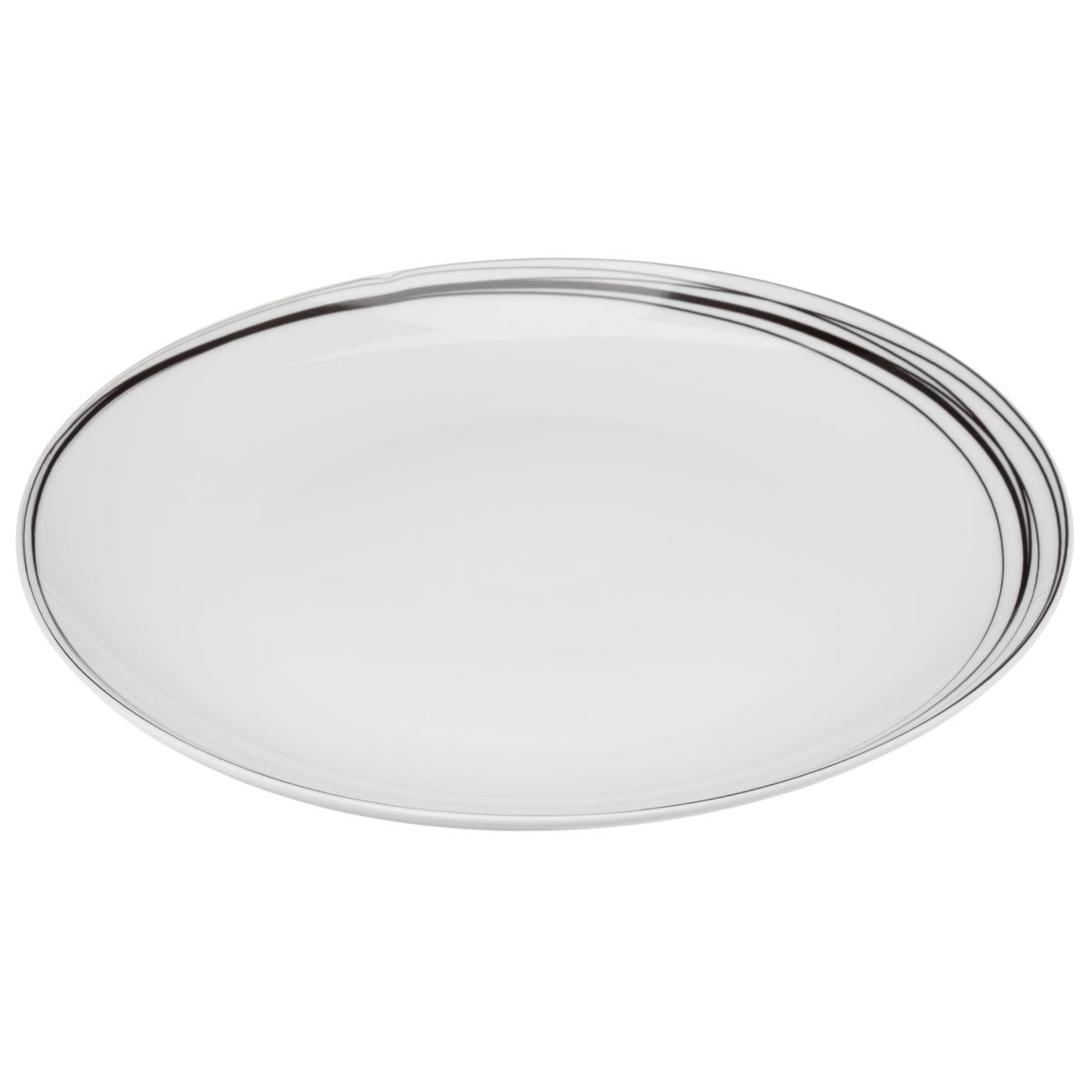Set of 6 "Soft Grey" D27cm porcelain dinner plates