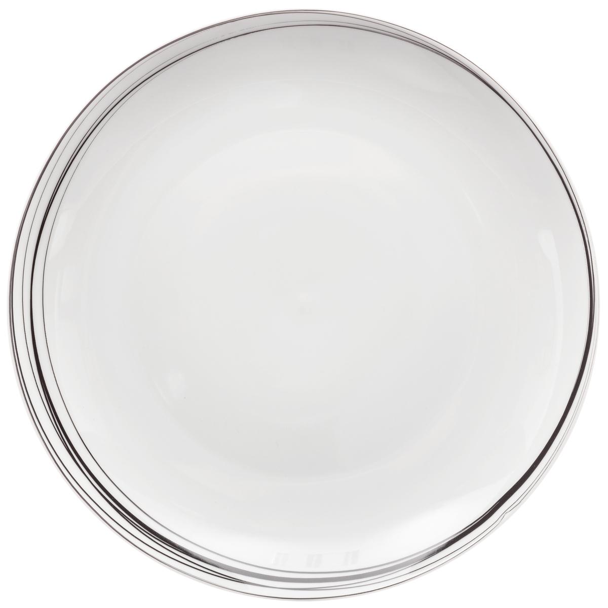 Set of 6 "Soft Grey" D27cm porcelain dinner plates