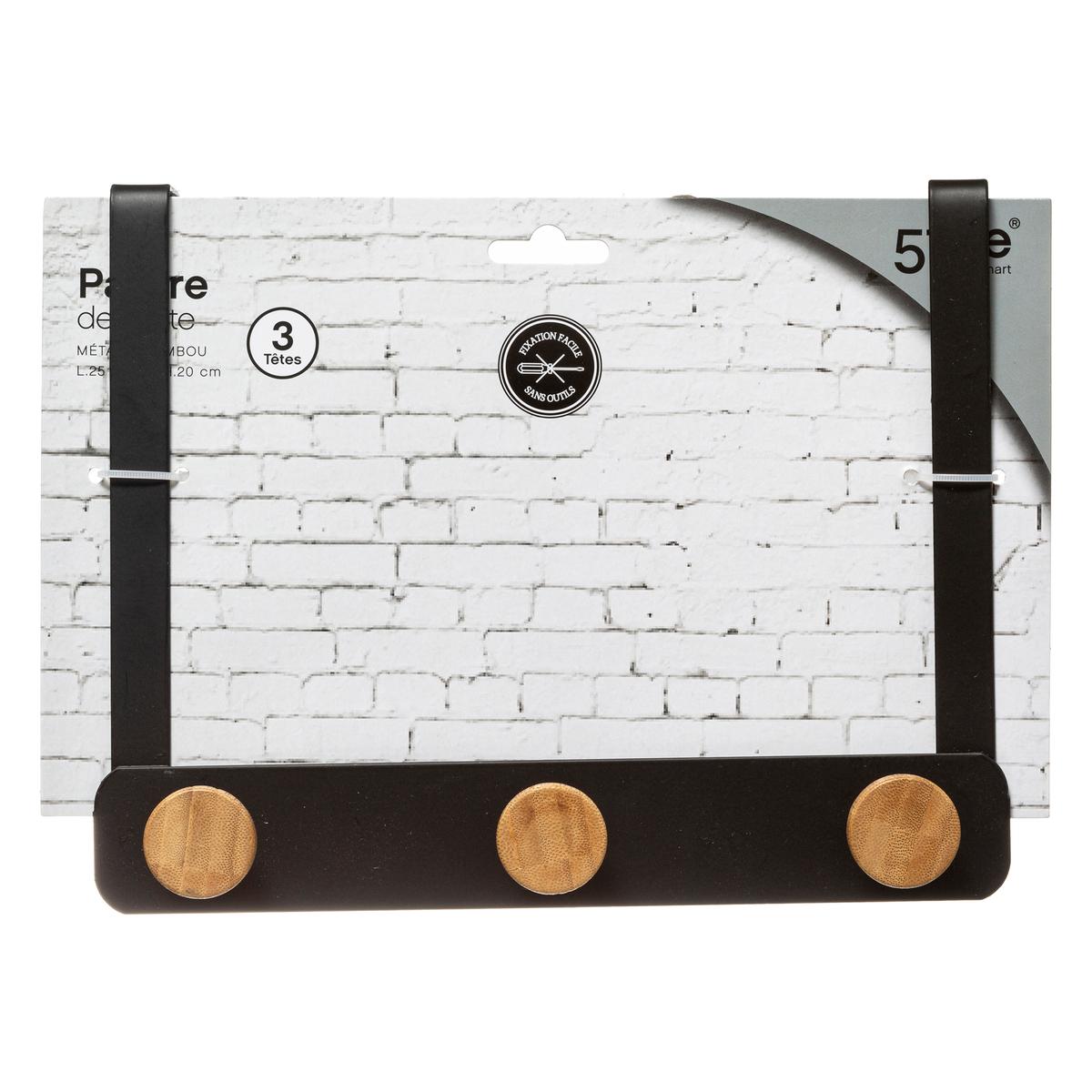 3 heads metal and bamboo coat hook - Deco, Furniture for 