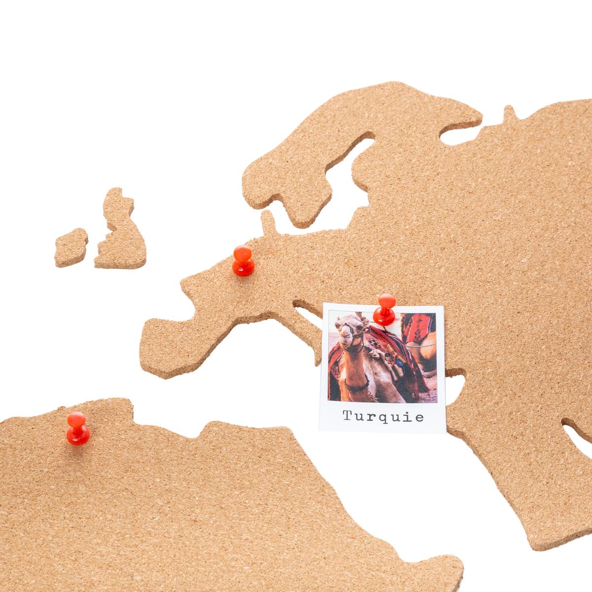 Carte du monde 102x50cm en liège - Déco, mobilier pour les professionnels -  Decoration Brands