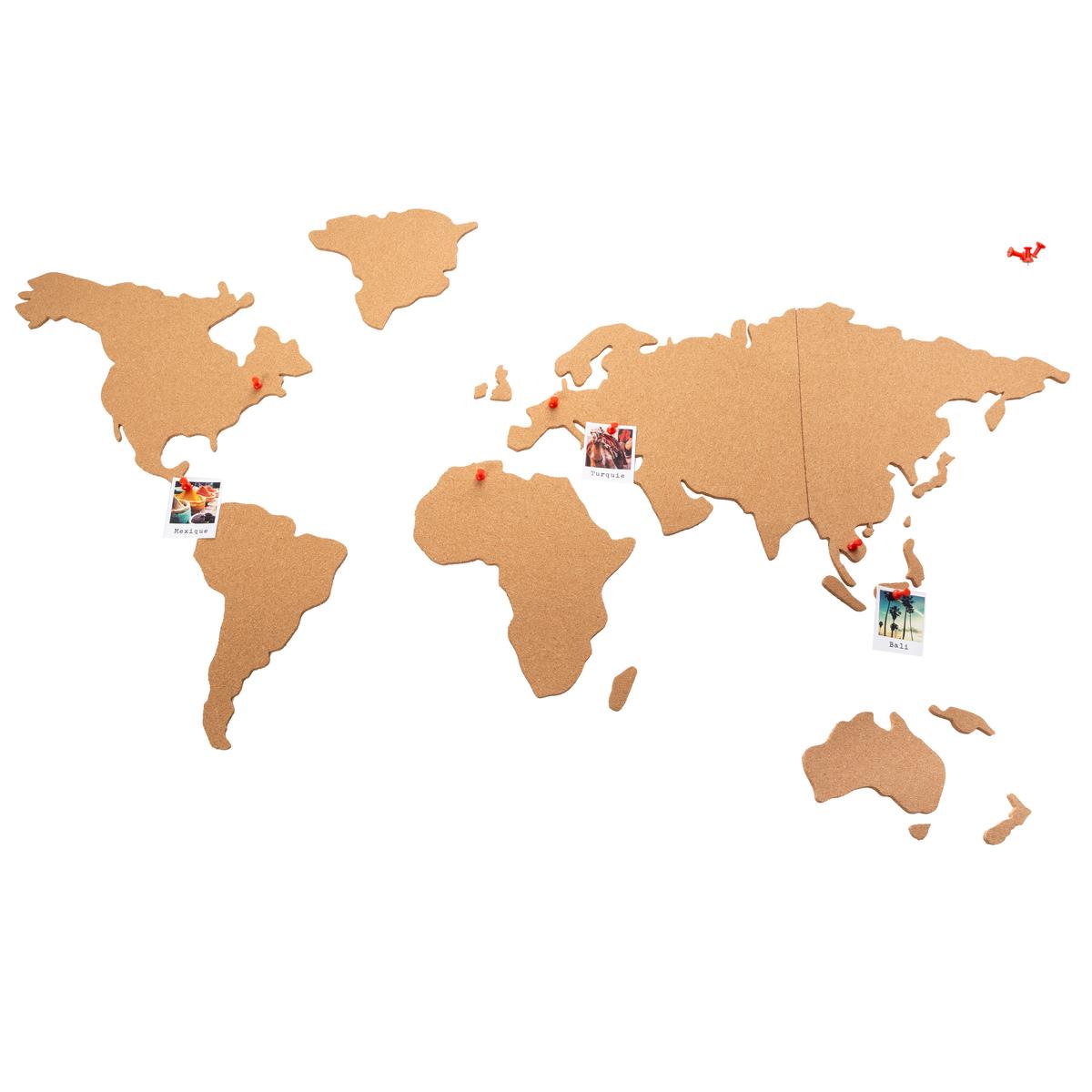 Carte du monde 102x50cm en liège - Déco, mobilier pour les professionnels -  Decoration Brands