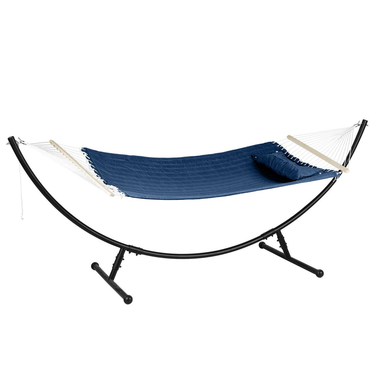 Akio quilted hammock cover indigo blue 190x140cm in polyester and FSC certified wood coration Brands