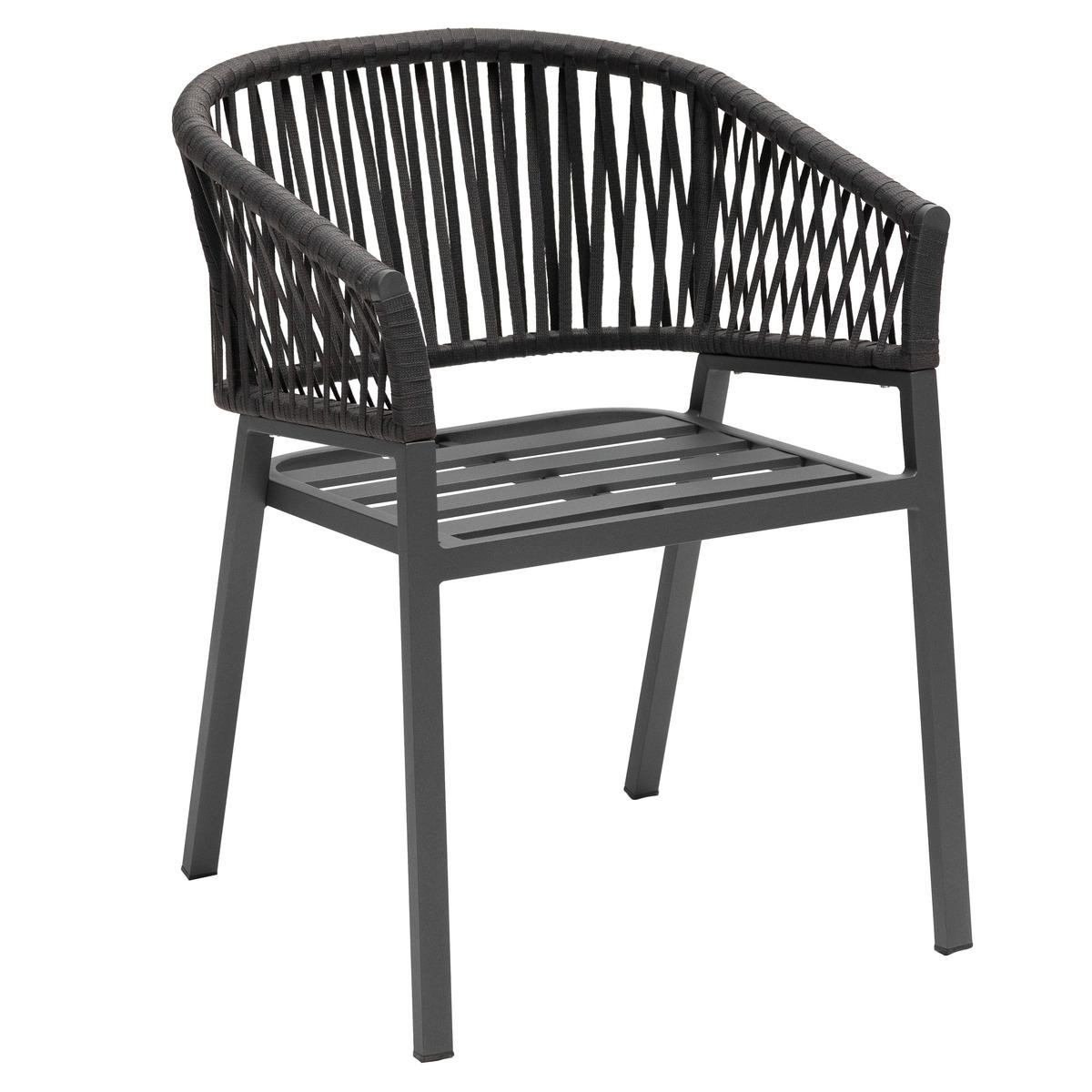 Lot de 2 fauteuils de jardin "Oriengo" anthracite & graphite en aluminium et mailles tressées