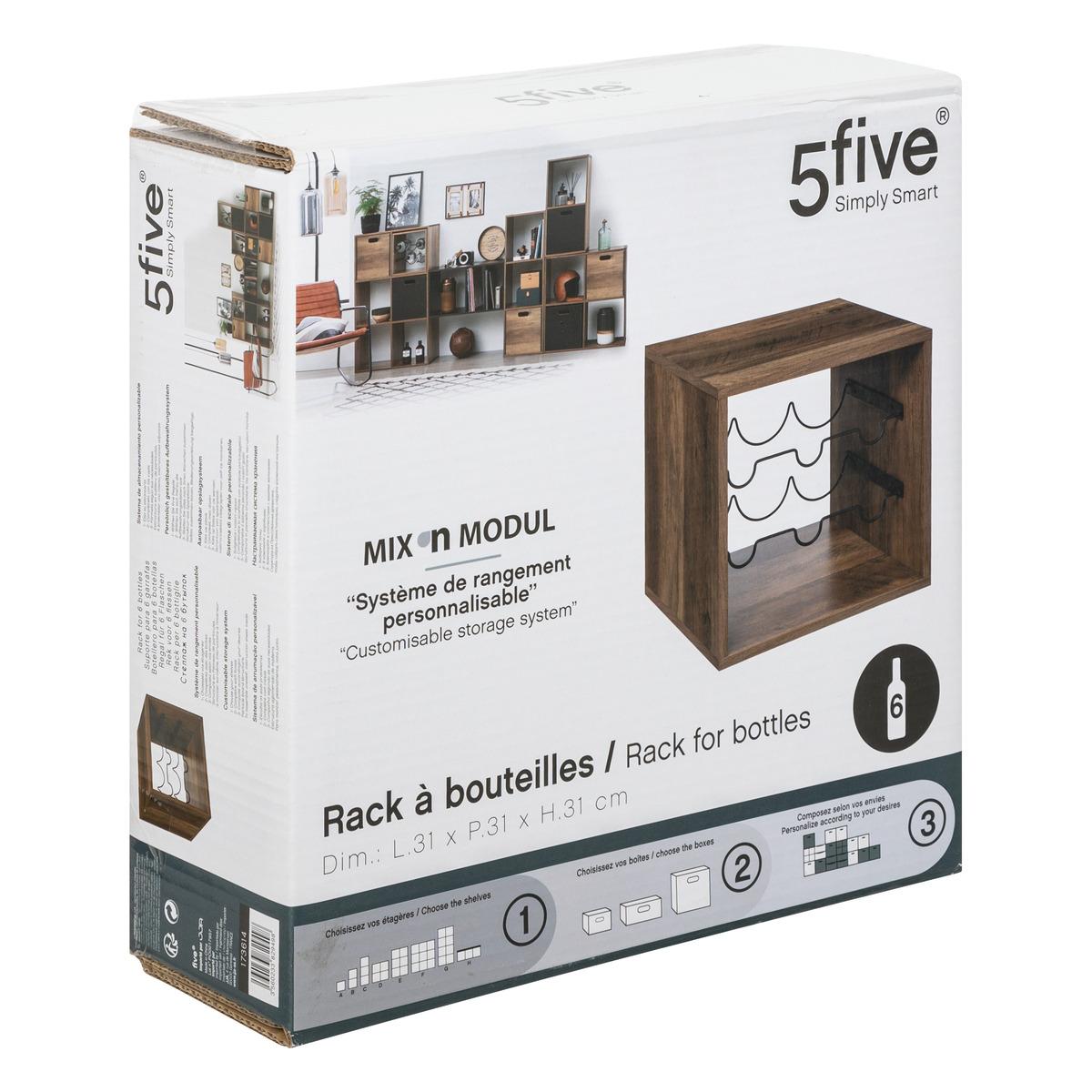 5 Five Simply Smart Bottle Wine Wooden Rack 31Cm X 31Cm X 31Cm