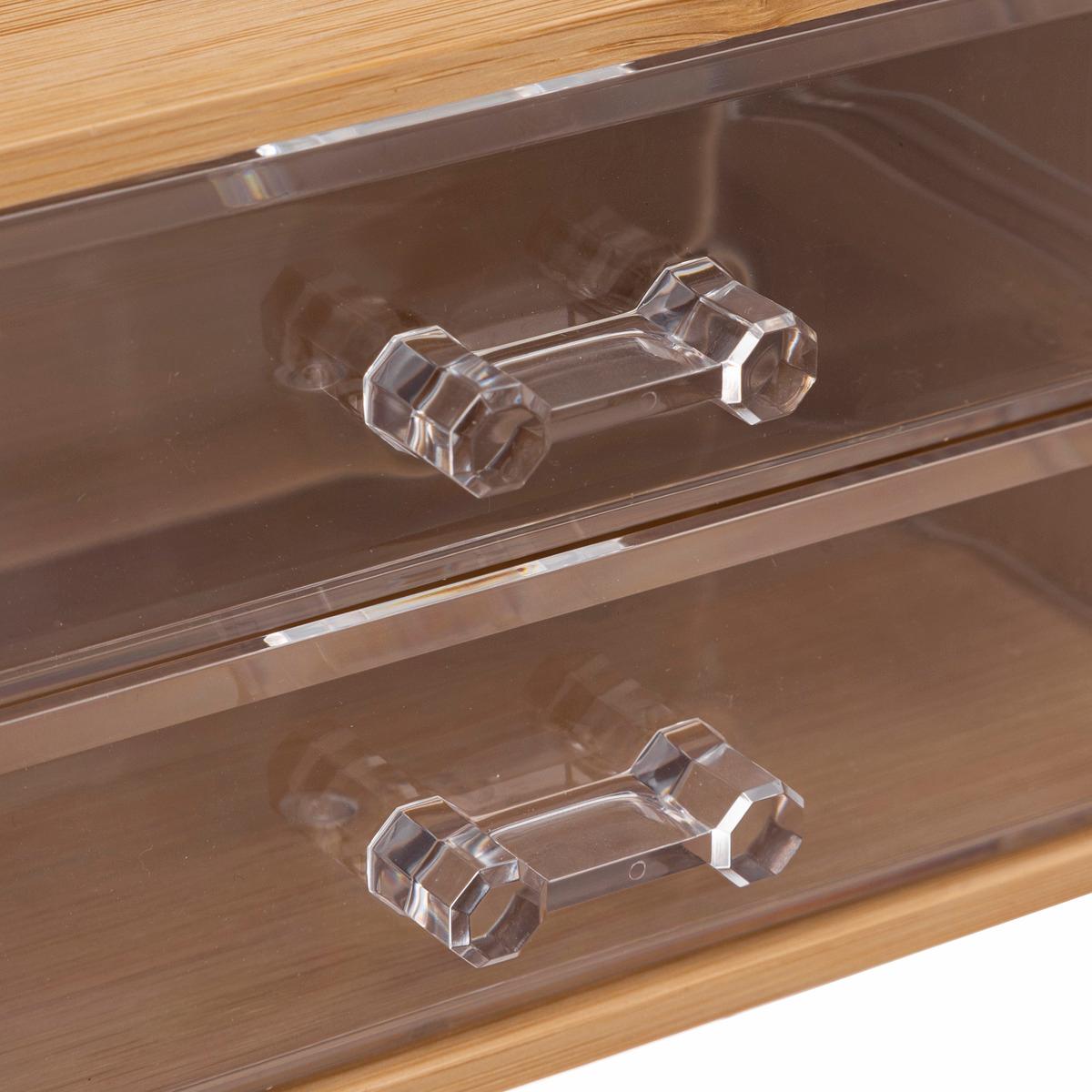 Selena bamboo 3 drawer clear organizer box Furniture for
