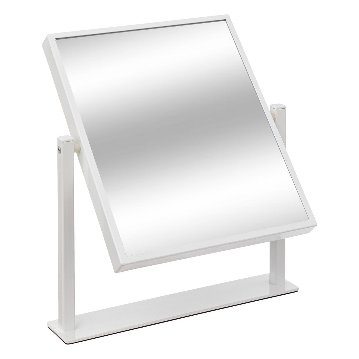 Mirror on white rectangle stand