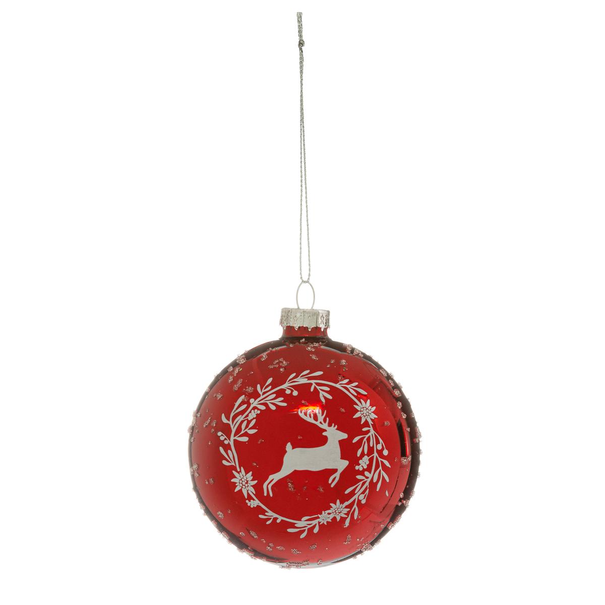 Lee Display's Plastic Glitter Red Ball Ornaments Holiday Decorations 140mm