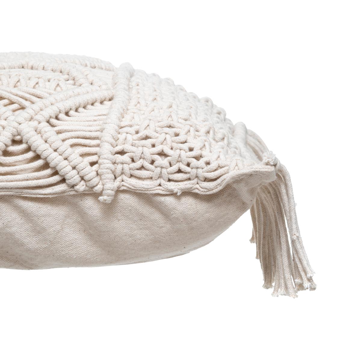 Coussin "Macramé" blanc ivoire 30x50cm
