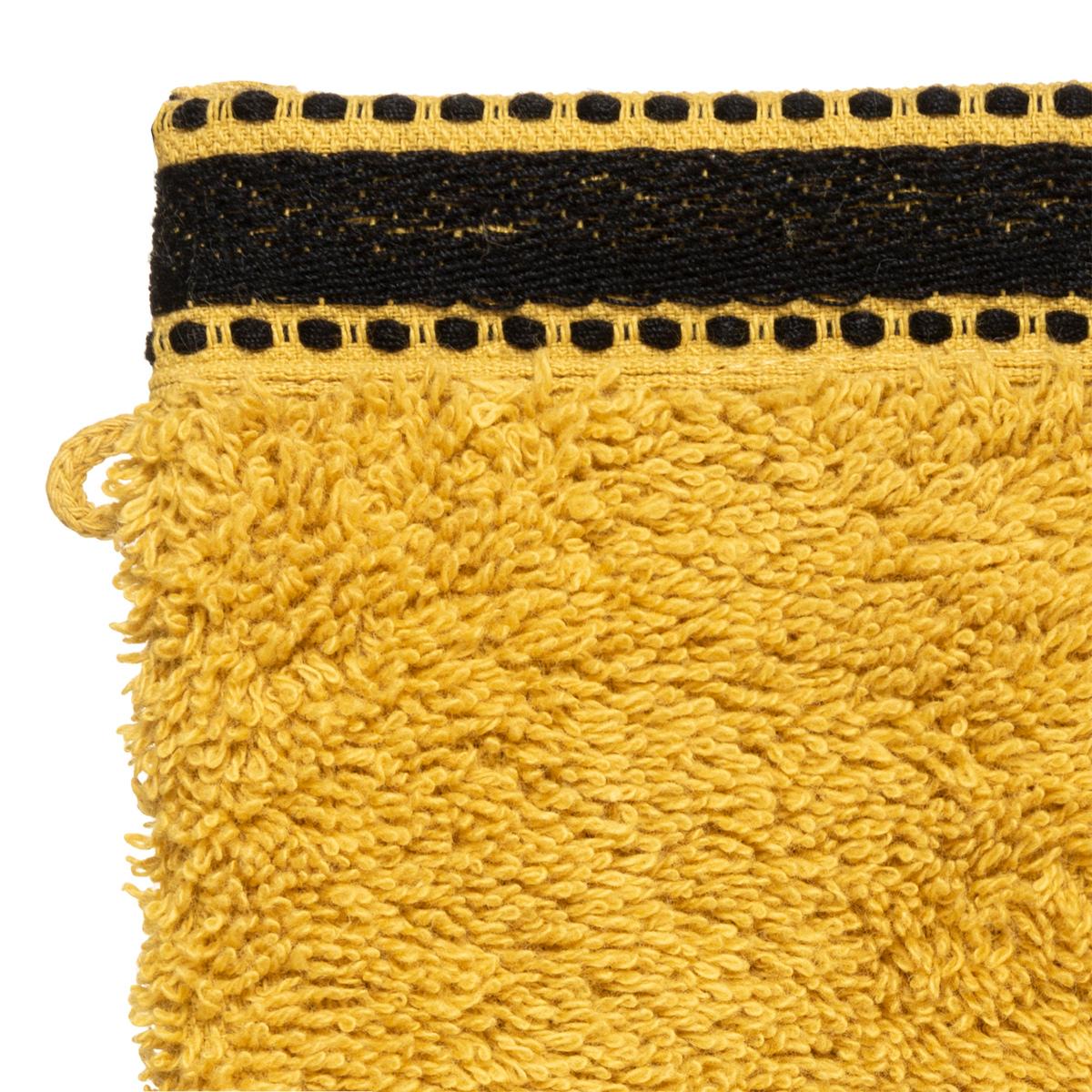Lot de 2 gants de toilette "Joia" jaune moutarde 15x21cm