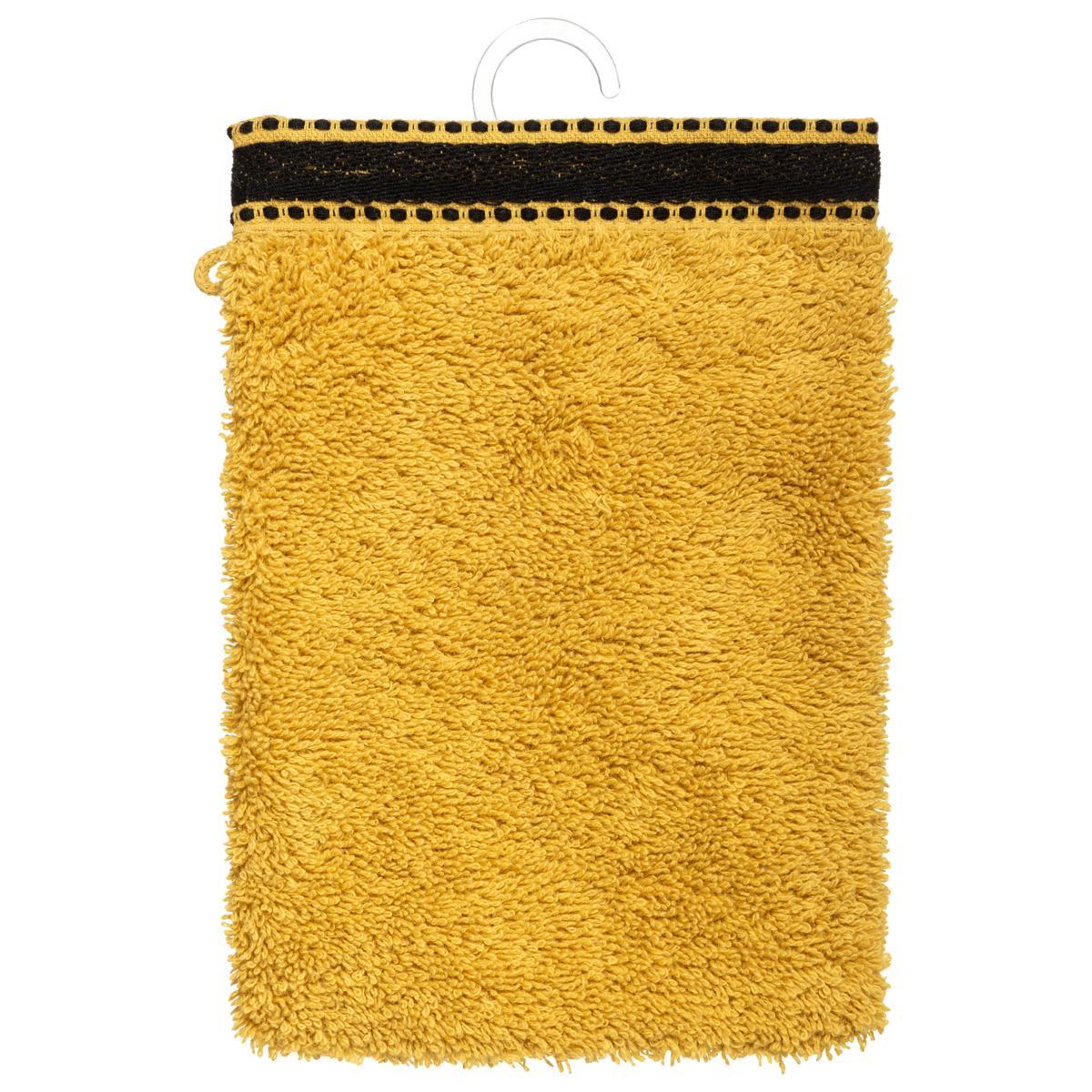 Lot de 2 gants de toilette "Joia" jaune moutarde 15x21cm
