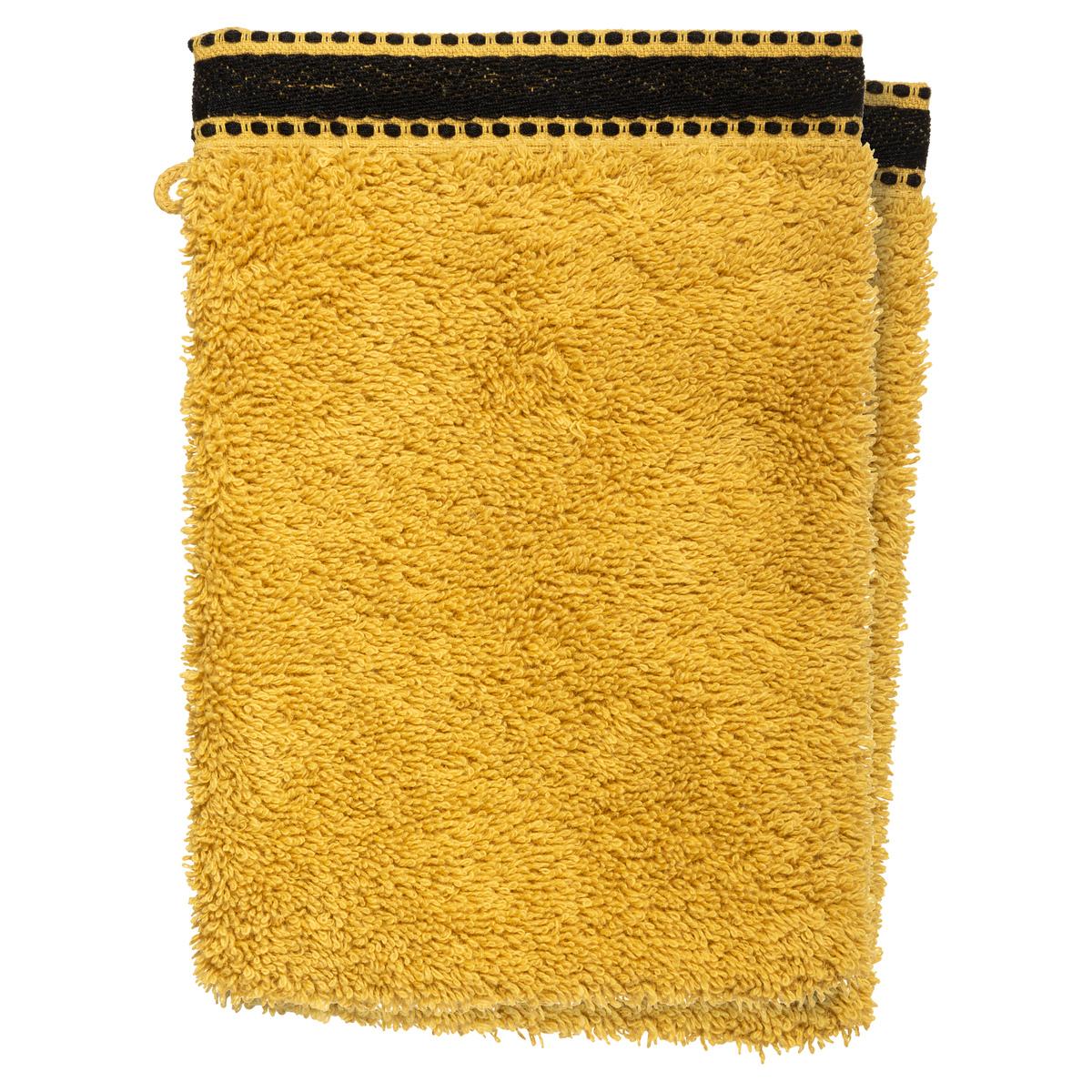 Lot de 2 gants de toilette "Joia" jaune moutarde 15x21cm
