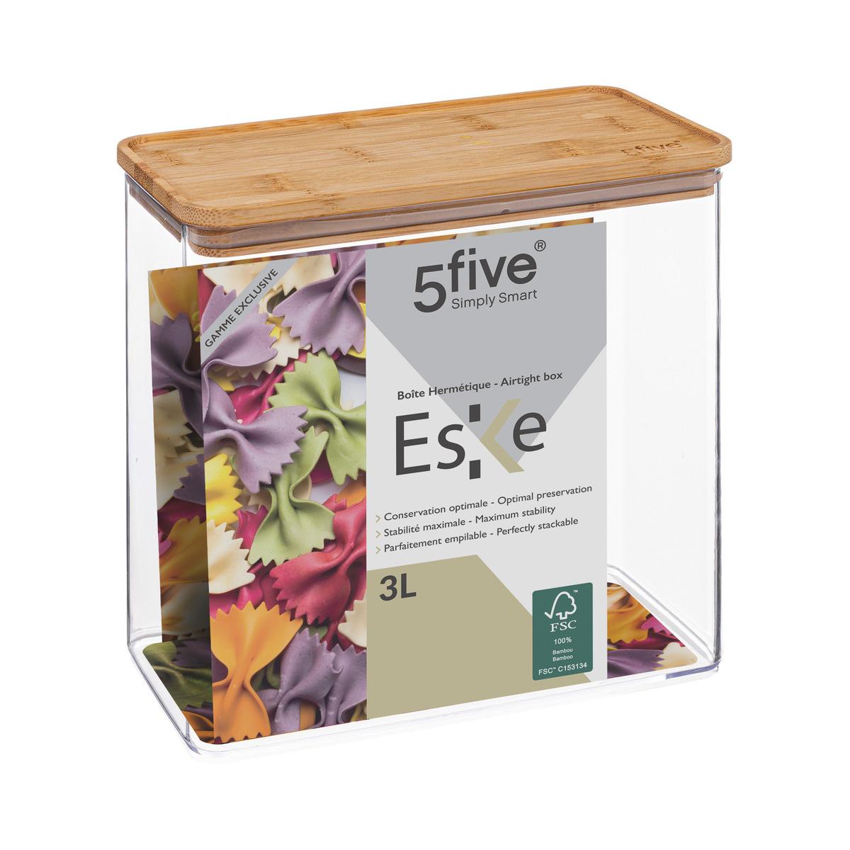 Eske" rectangular storage box with bamboo lid 3L