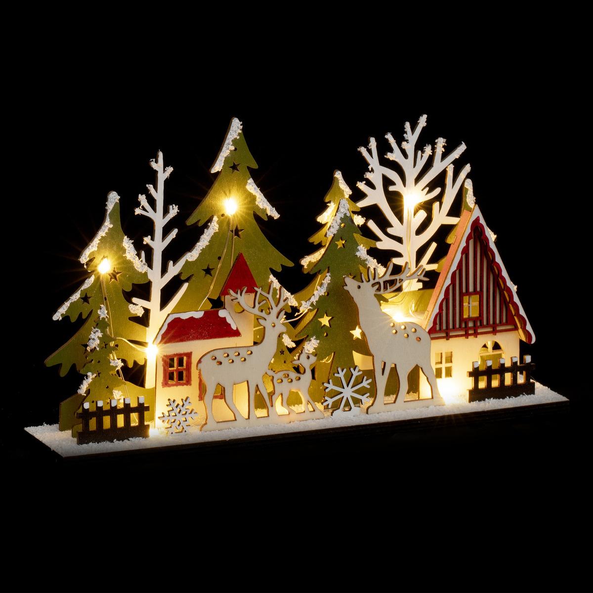 Wooden Christmas Scene, Christmas Village, Christmas Tree