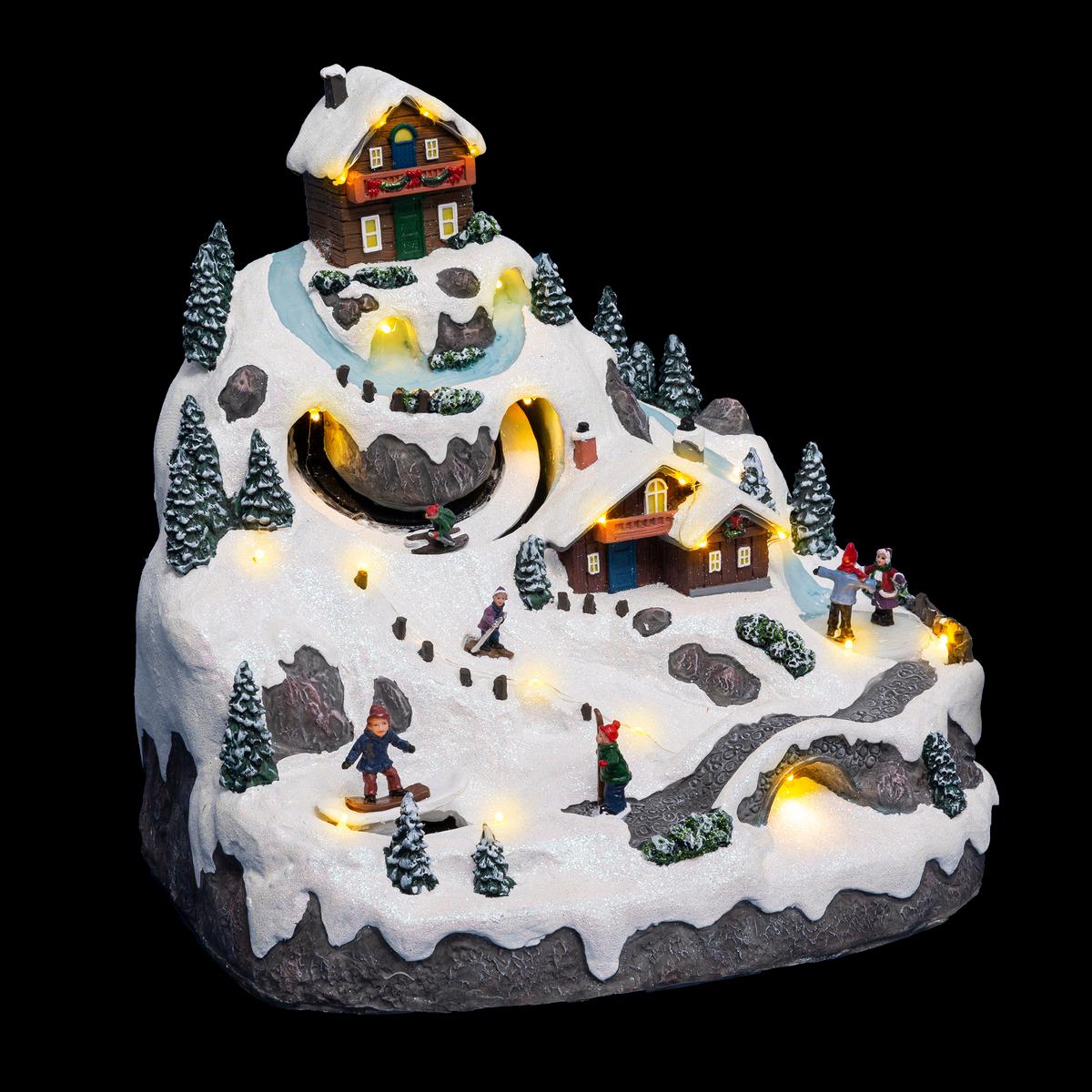 Musical animated mountain Christmas village 23 LED + transformer