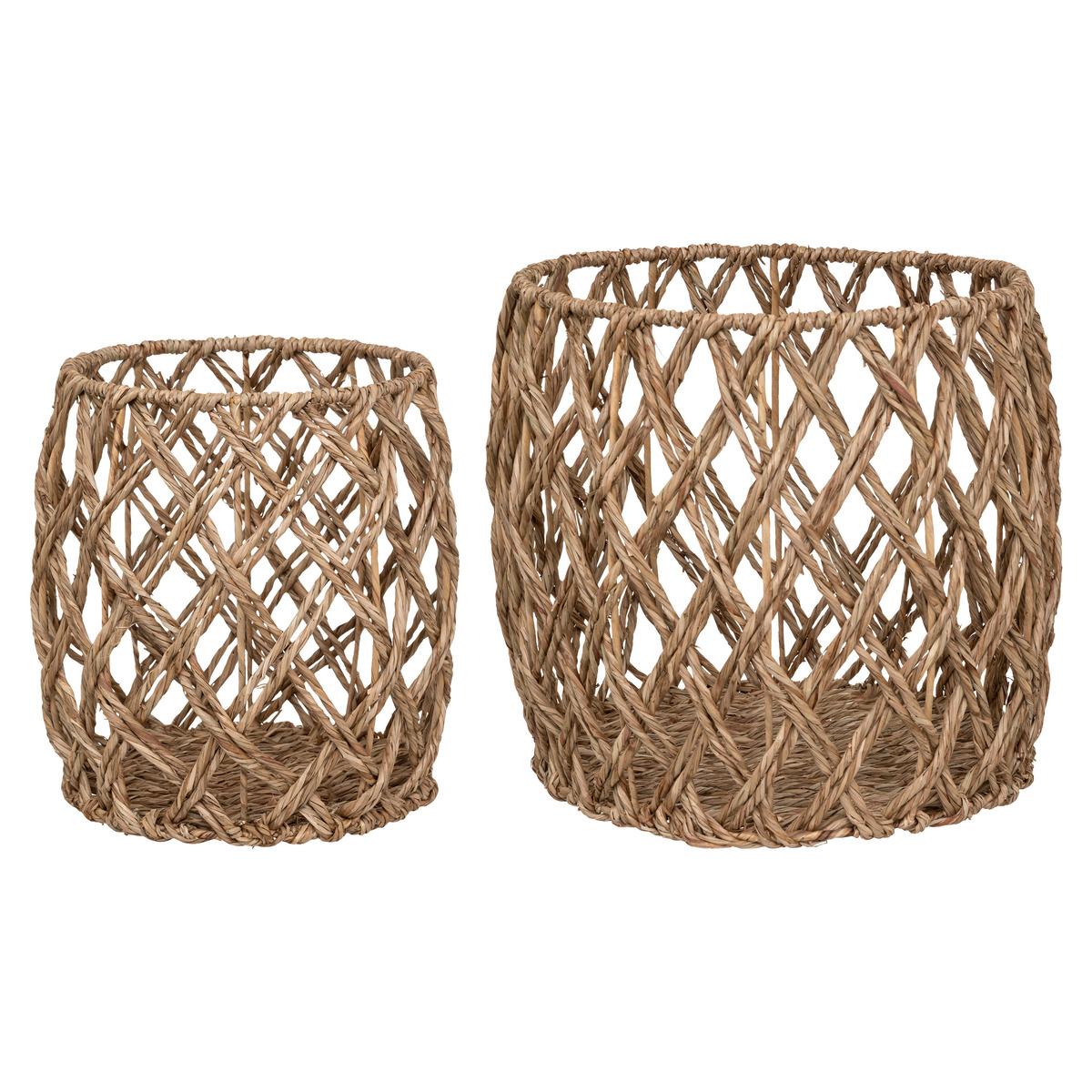 Colton" round cane basket x2