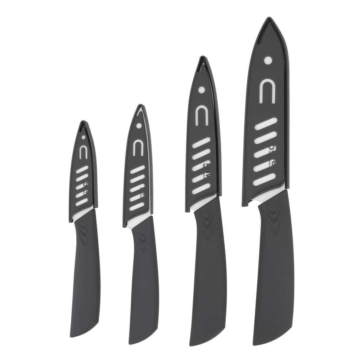 Set of 4 ceramic knives Caractère grey
