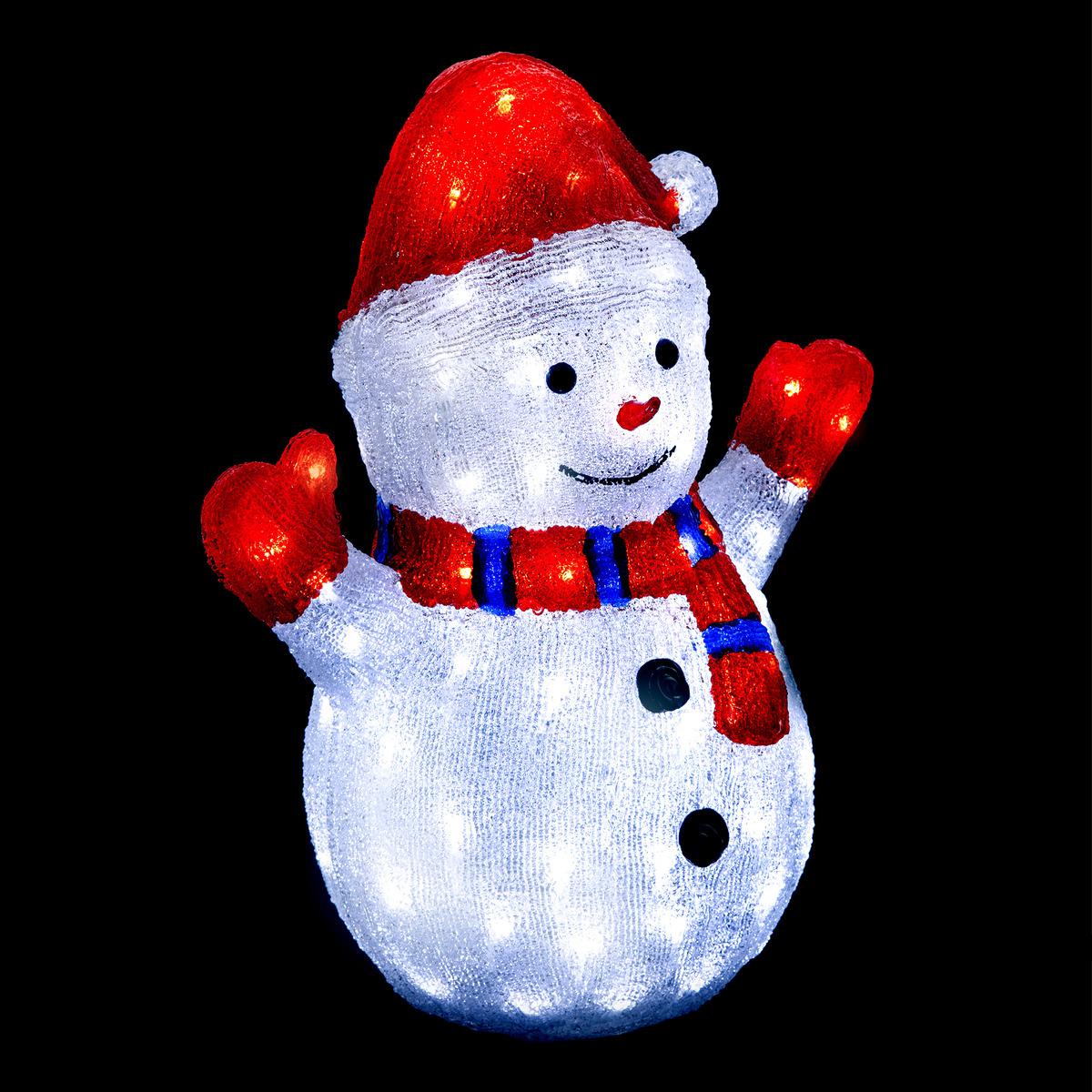 Bonhomme de neige lumineux extérieur 96 LED, H 65 x 40 x 40 cm