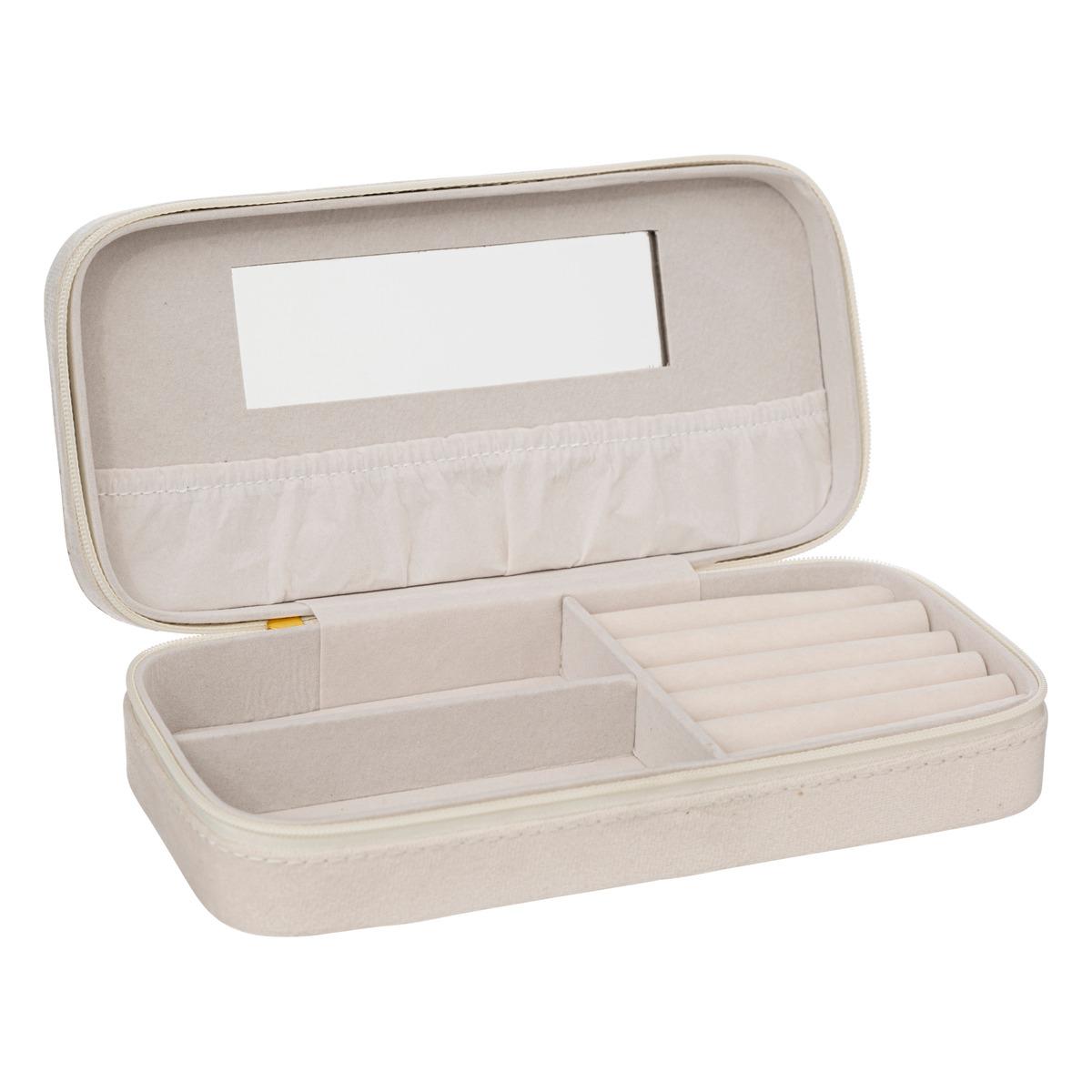 Rectangular jewelry box beige velvet L20cm