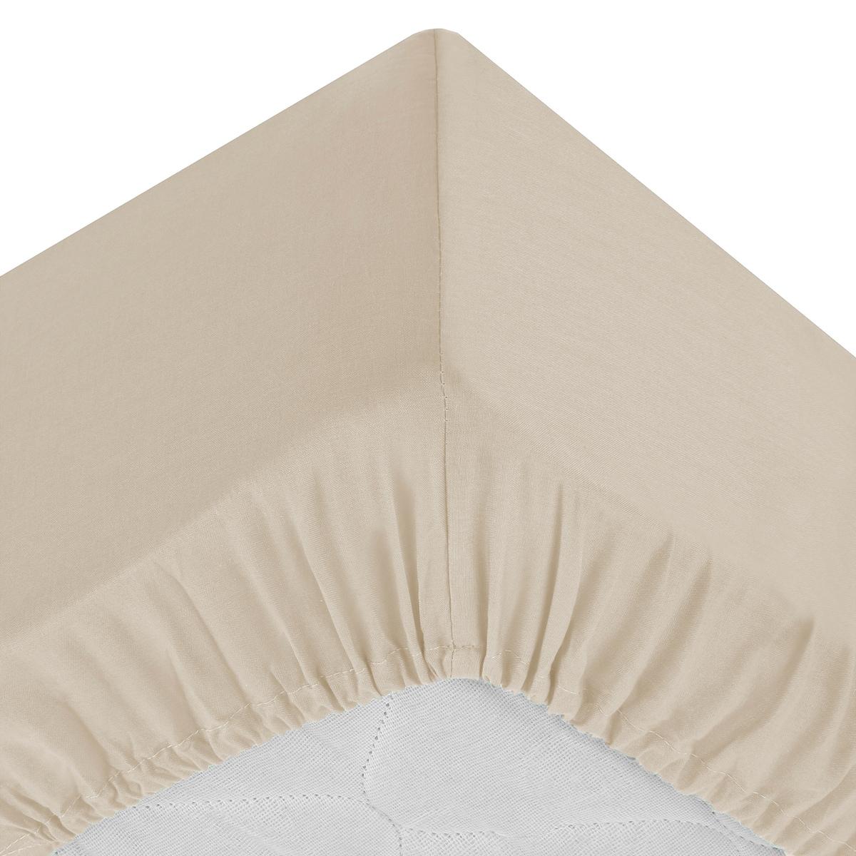 Drap housse en flanelle - Beige - 140x190 cm - Flanelle/Coton