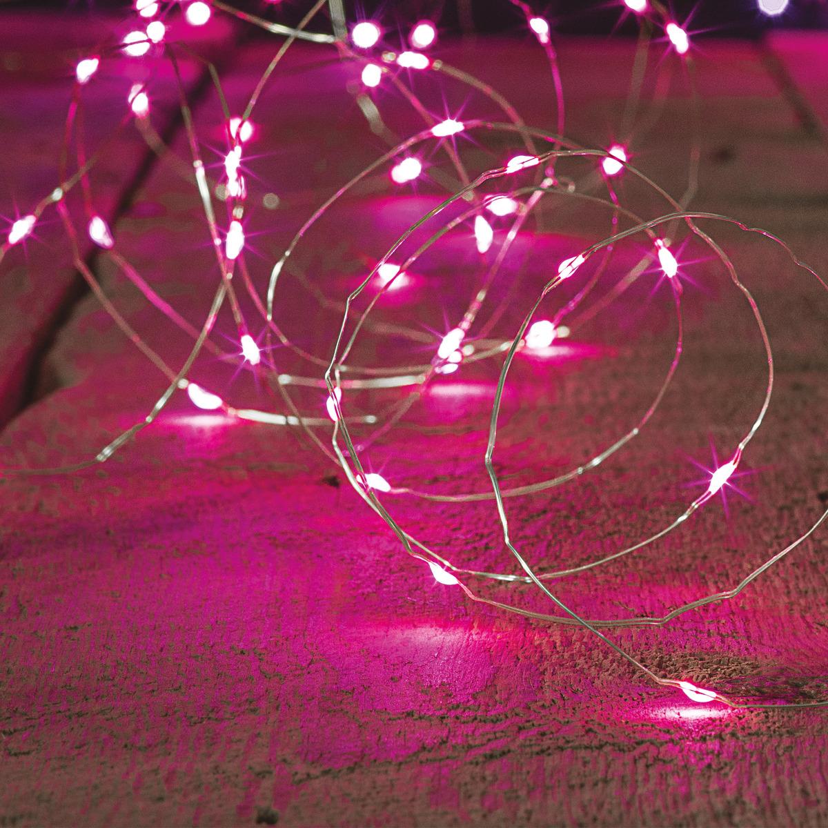 Guirlande lumineuse intérieur 4m rose 40 LED à piles ur les