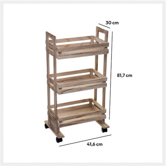 Meuble de rangement à roulettes avec 3 tiroirs façon cagette