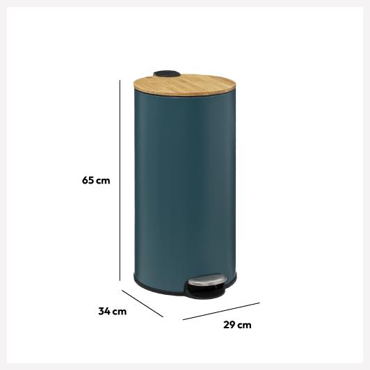 Gray Bathroom Trash Can Padang Bamboo Top 1.3 Gal - Stylish and Sustainable 5L Waste Solution
