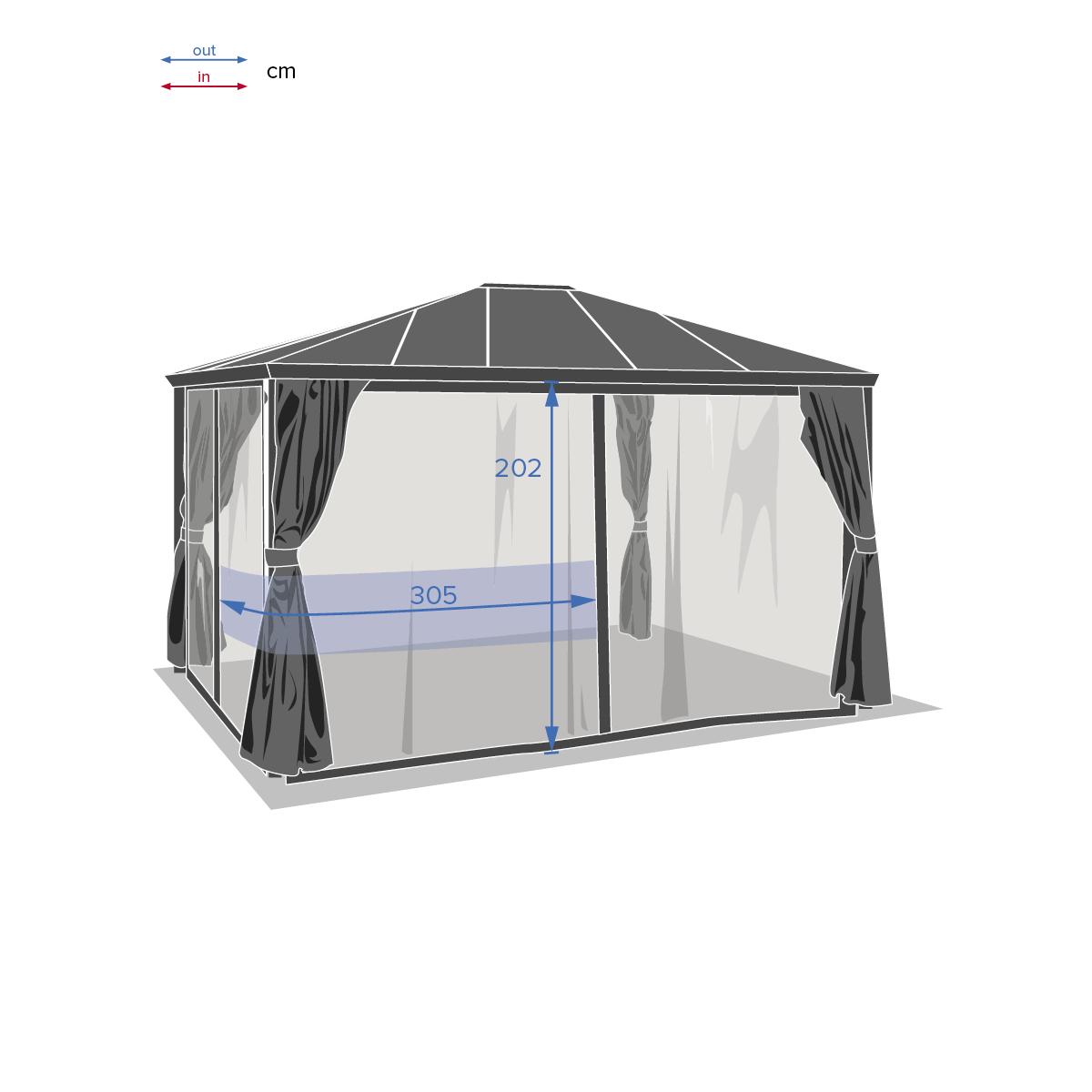 Set of 4 mosquito net curtains for "Belize" arbour 3,6x3m