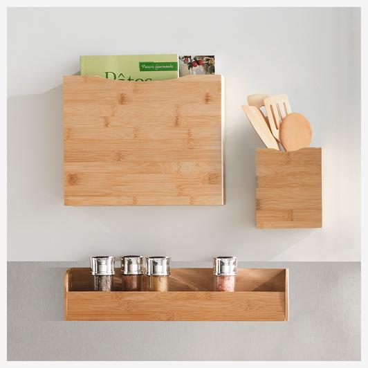 Wooden Iron Housekeeper Wall Shelf Holder Kitchen Supplies Hanging Storage Cabinet  Organizer for Home/ Bathroom/ Bamboo Bowl