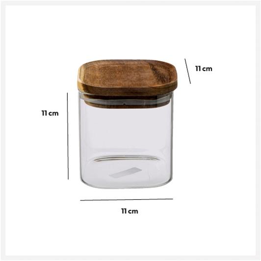 Glass Container with Acacia Lid Medium