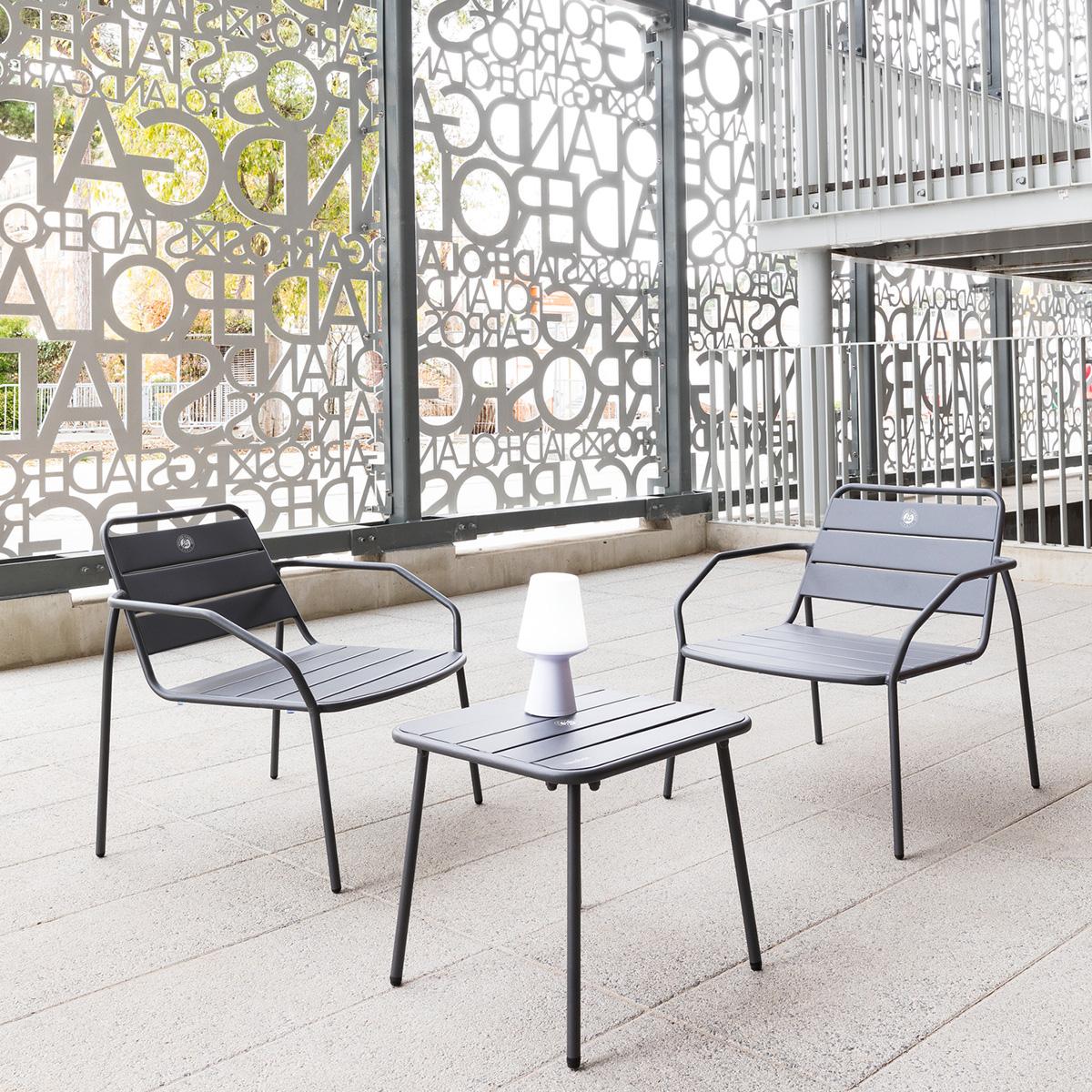 Salon de jardin TIMBER GRAPHITE 7 places gris aluminium – table basse