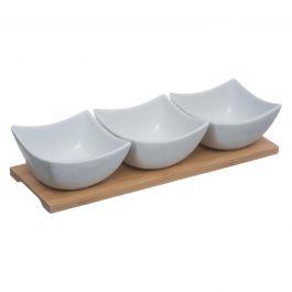 Appetizer set 29x13 w/4 porcelain round bowls on bamboo tray in color box  MANDALAY 